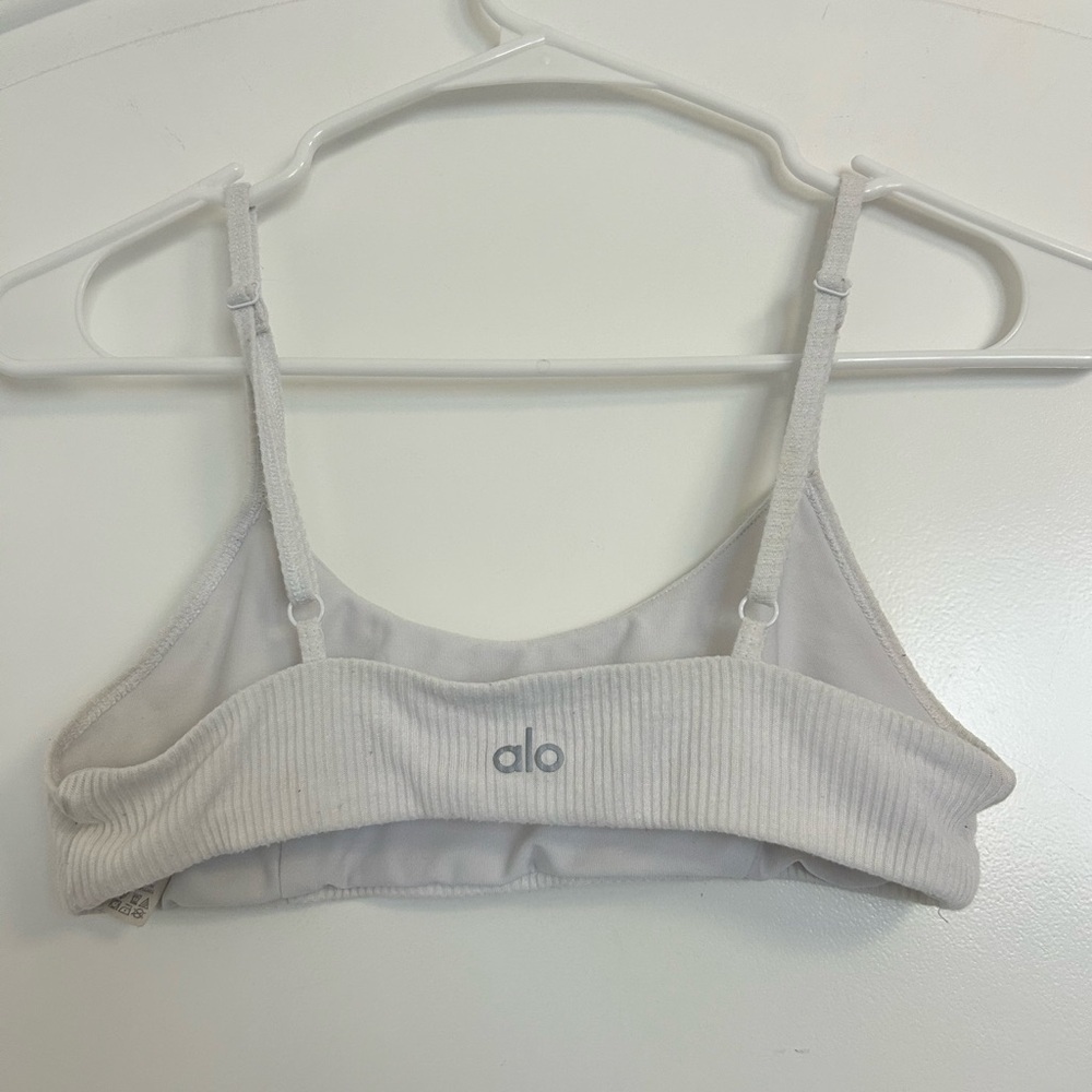 Alo White Ribbed White Bralette size small athleisure yoga Pilates workout